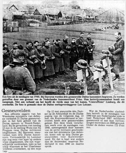 Krantenartikel over de drie Duitse soldaten gesneuveld op 12 mei 1940.